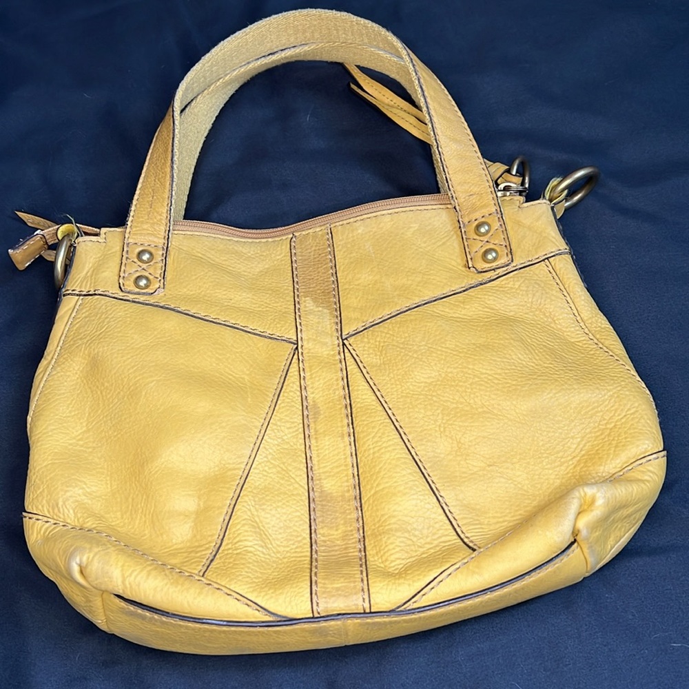 Fossil Mustard Yellow Double Strap Distressed Lea… - image 4